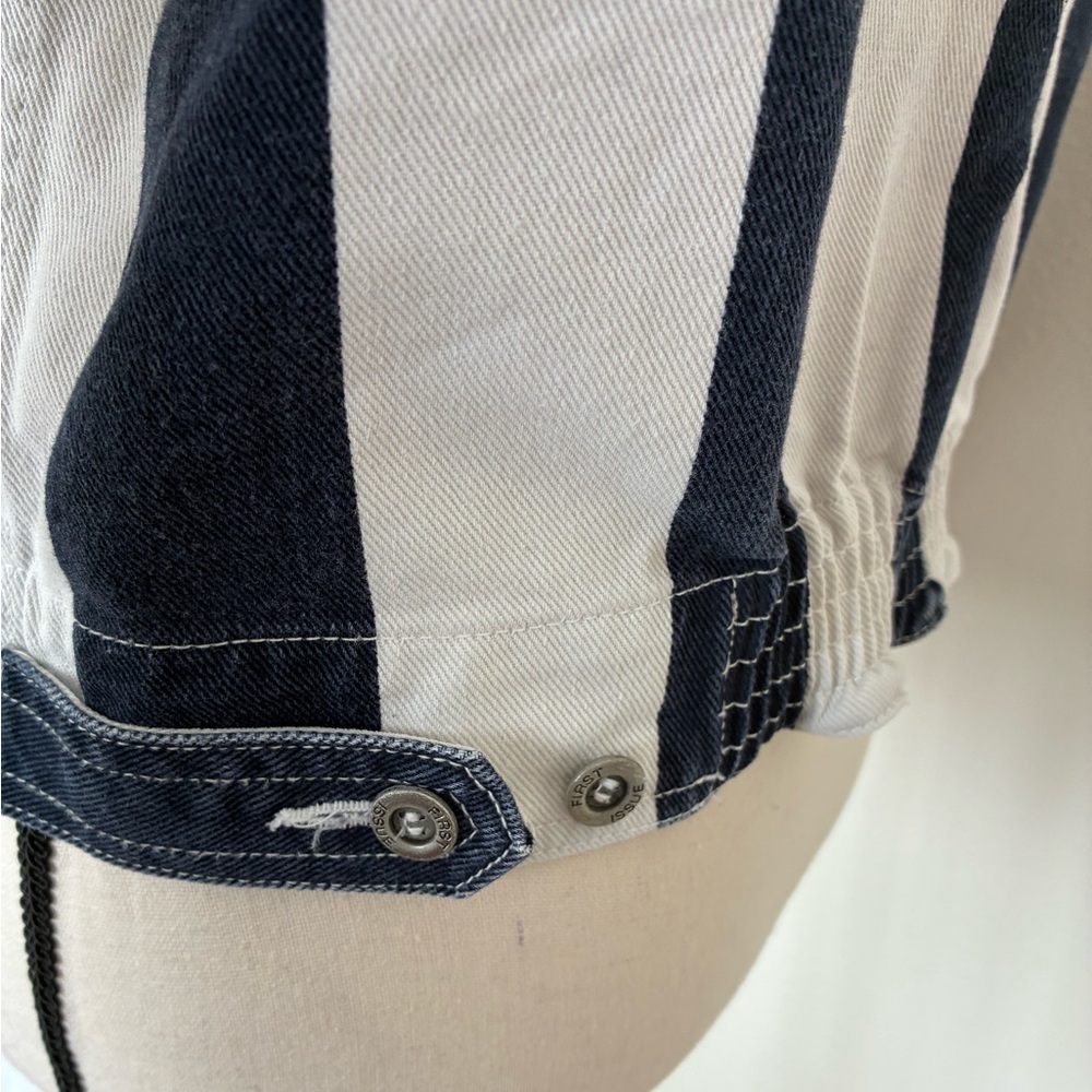 Vintage 80s First Issue Vertical Stripe Denim Jacket - Picture 3 of 10